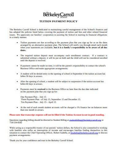 school tuition payment policy