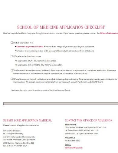 school of medicine application checklist
