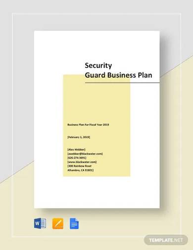 security guard business plan template