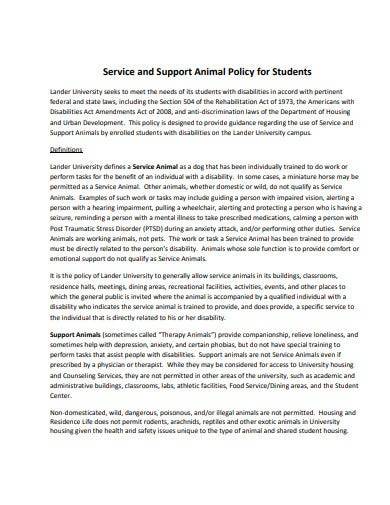 sevice and support animal policy for students