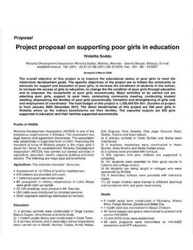 simple education project proposal