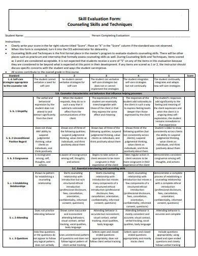 skill evaluation form template