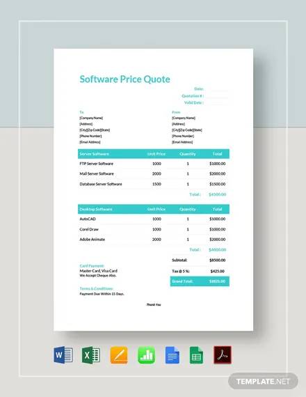 Software Quotation Template Word