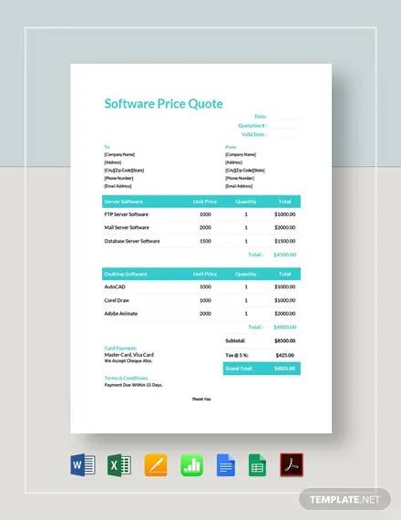FREE 12 Sample Software Quote Templates In PDF Word
