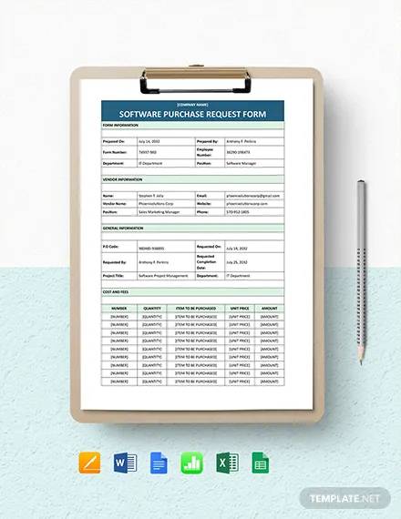 software purchase request form template