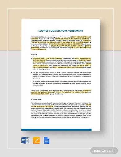 source code escrow agreement template