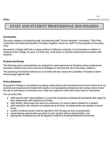 staff and student professional boundaries policy