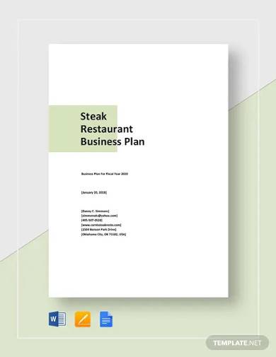 steak restaurant business plan template