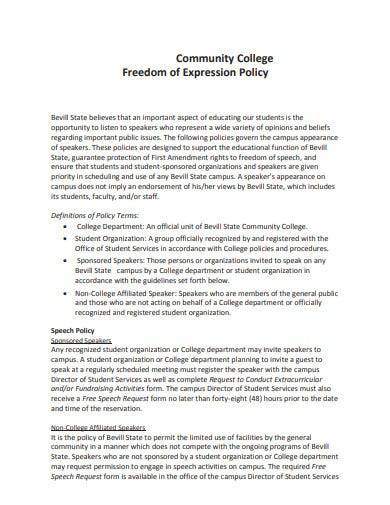 student freedom of expression policy template