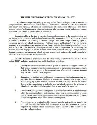 student freedom of speech expression policy