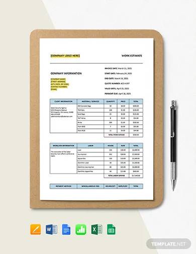 submit of cashflow estimate template