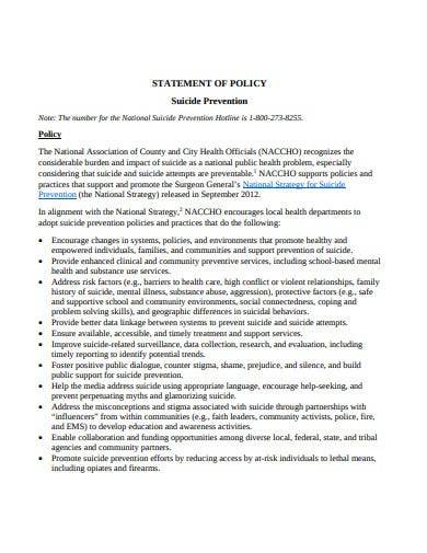suicide prevention policy statement