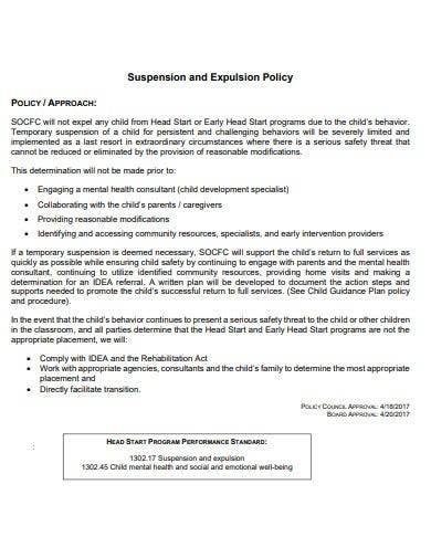 suspension and expulsion policy template