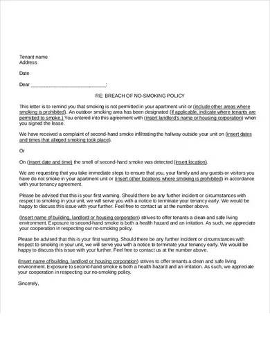 tenant warning letter due to violation of policies