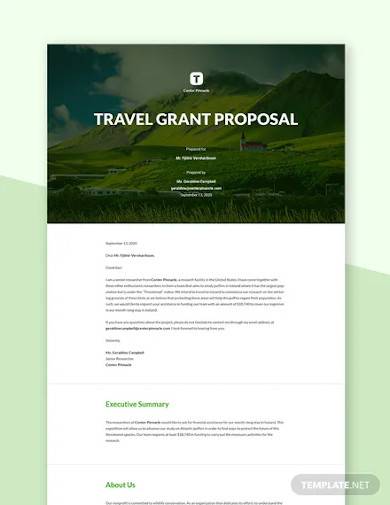travel grant proposal template
