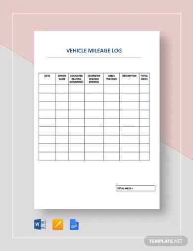 vehicle mileage log template