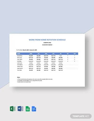 work from home rotation schedule template