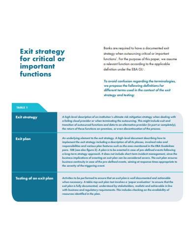 basic exit strategy template