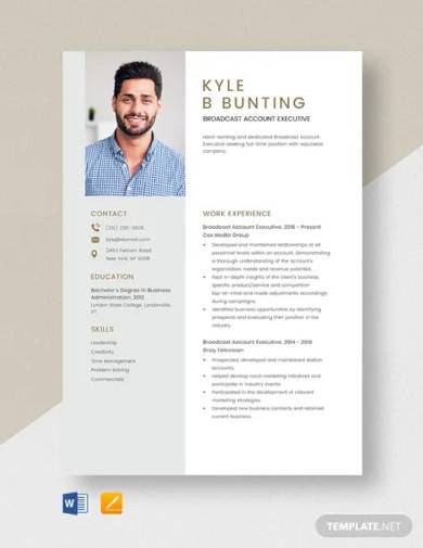 broadcast account executive resume template