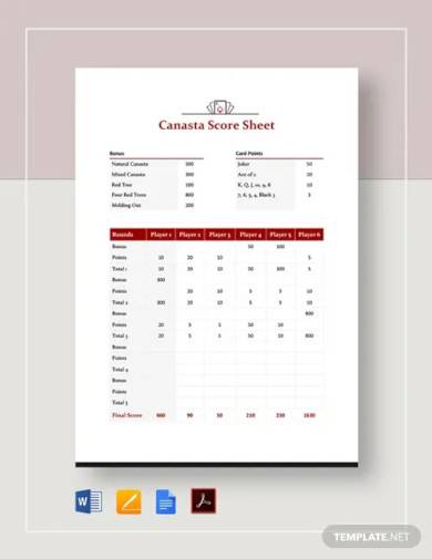 canasta score sheet template
