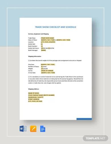 checklist trade show template