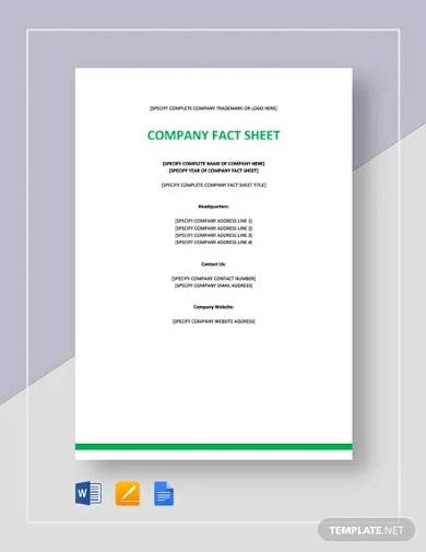 company fact sheet template