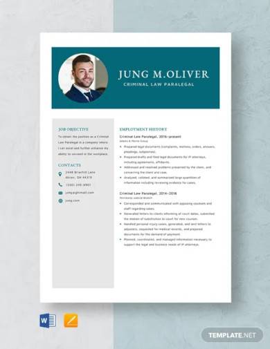 criminal law paralegal resume template