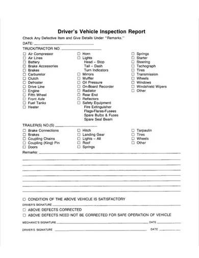 driver’s vehicle inspection report