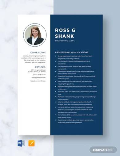 engineering clerk resume template