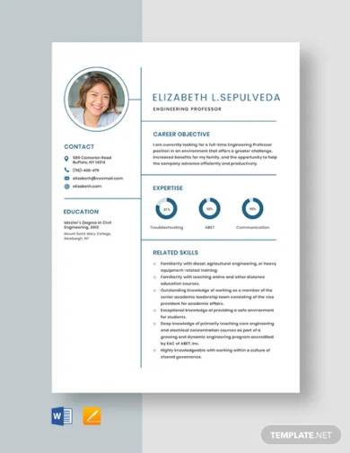 engineering professor resume template