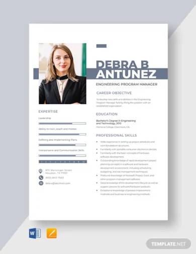 engineering program manager resume template