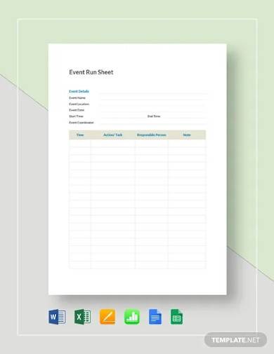 event run sheet template