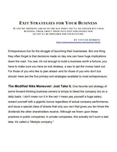 exit strategies for business