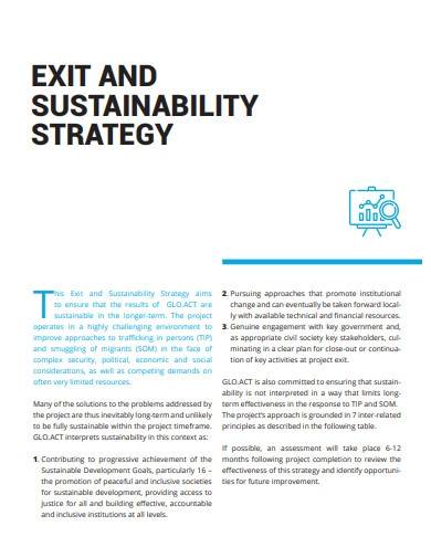 exit and sustainability strategy