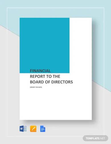 financial report to board of directors template