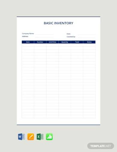 free basic inventory template