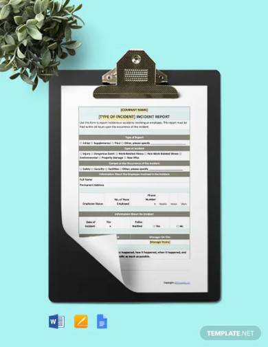 free blank construction incident report template