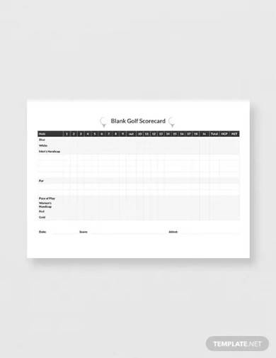 free golf scorecard template excel