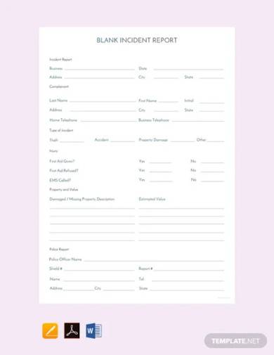 free blank incident report template