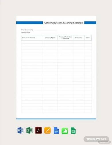 free catering kitchen cleaning schedule template