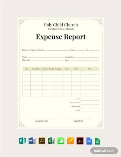 church expense report template