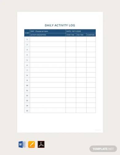 free daily activity report template