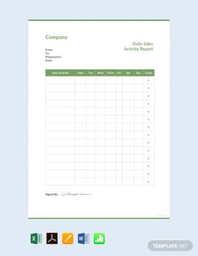 free daily sales activity report template