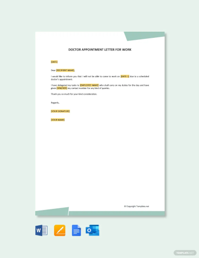 free doctor appointment letter for work template