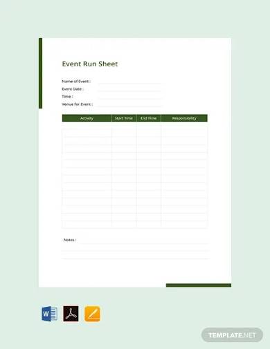 free event run sheet template