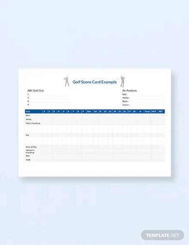 free golf scorecard example template