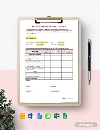 free job interview scoring sheet template