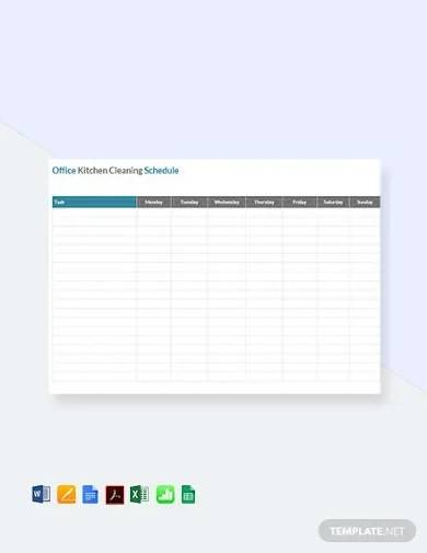 free office kitchen cleaning schedule template