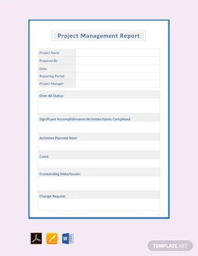 free project management report template