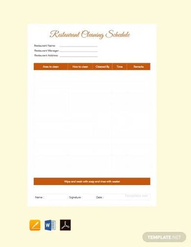 free restaurant cleaning schedule template